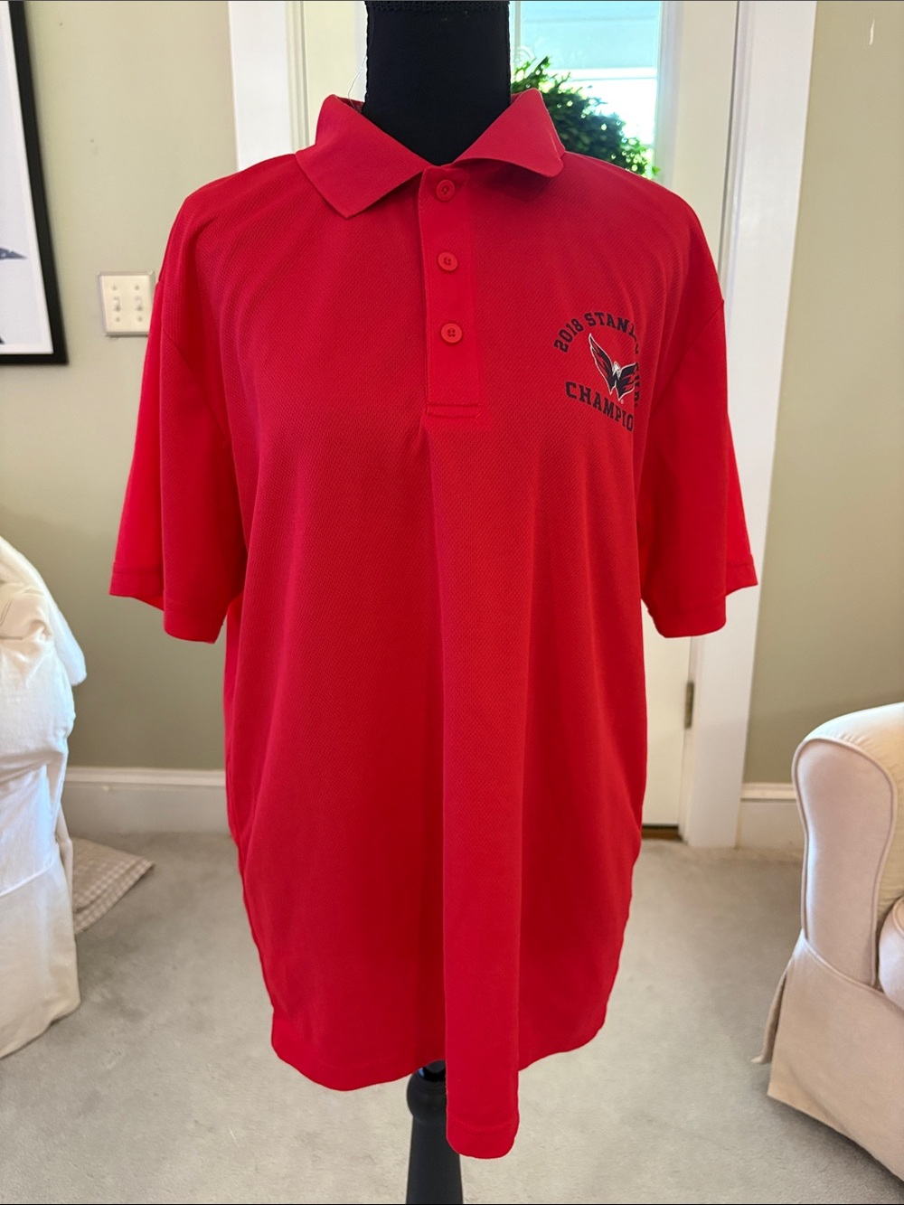 Red Short-Sleeve Polo Shirt with Chest Emblem